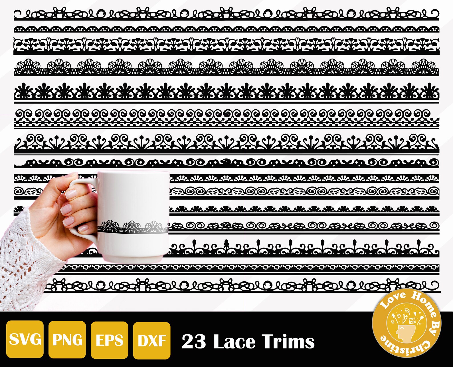 Trim Svg 23 Lace Trim Border Divider Trenner SVG PNG EPS Cut Dateien für Cricut ...