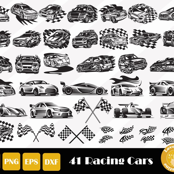 41 Race Car Svg, Sport Car Svg, Car Svg Bundle, Car Cut Files for Cricut and Silhouette, Easy Cut, Instant Download