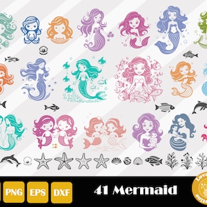41 Mermaid Svg, Little Mermaid Svg, Mermaid Girl Svg, Cute Mermaid Svg, Mermaid Bundle Svg, Mermaid Shirt, Instant Download