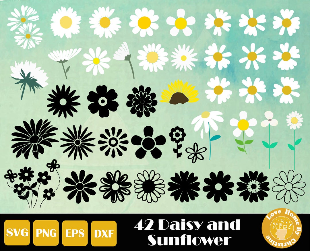 42 Daisy SVG, Sunflower SVG, Flower Cut Files for Cricut Silhouette ...