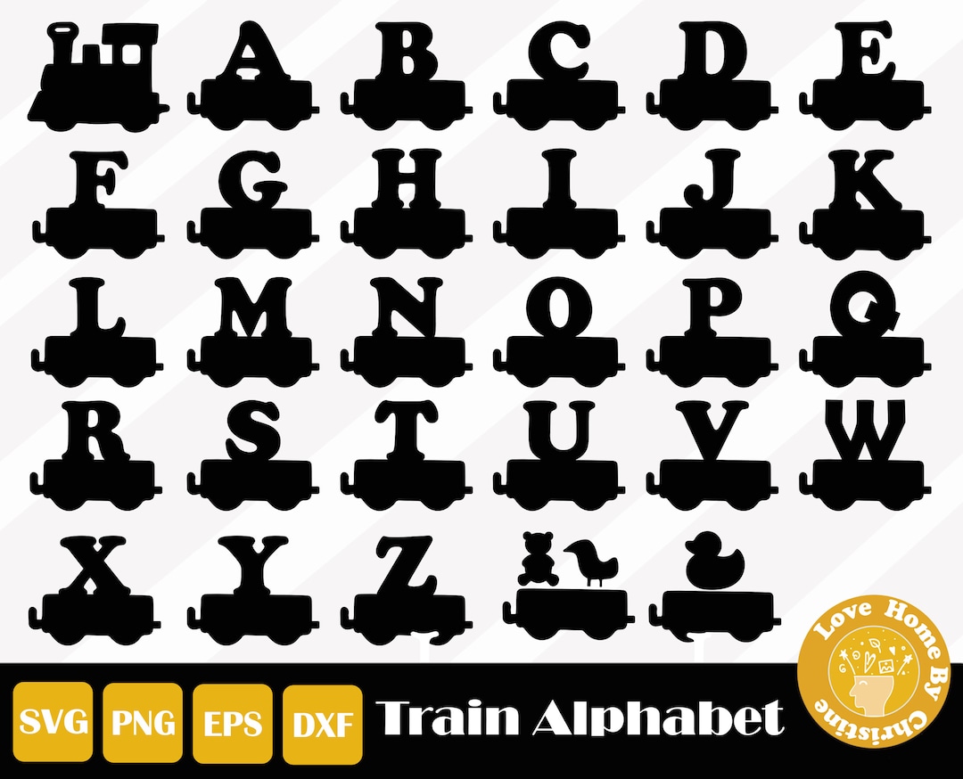 Train Letters SVG, Train Alphabet SVG, Alphabet Cut File for Cricut