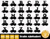 Train letters SVG, Train alphabet SVG, Alphabet cut file for Cricut Silhouette Files, Easy Cut, Instant Download