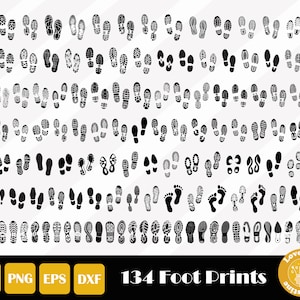 134 Foot Prints Svg, Shoe Print Svg, Shoe Bottom Svg, Baby Feet Print Svg, Boot Print, Arquivo de corte de pés, Corte fácil, Download instantâneo