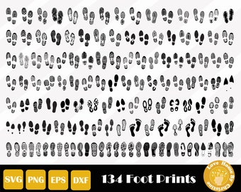 134 Foot Prints Svg, Shoe Print Svg, Shoe Bottom Svg, Baby Feet Print Svg, Boot Print, Feet Cut File, Easy Cut, Instant Download