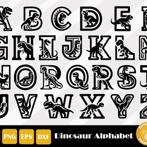 Police de dinosaure SVG, Lettres de dinosaure SVG, Monogramme de dinosaure, Anniversaire de dinosaure, Alphabet de dinosaure, Fichiers coupés de dinosaure, Dinosaure Abc