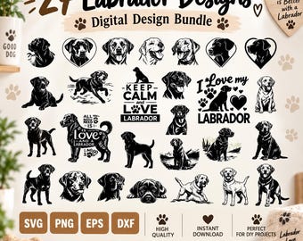 Labrador SVG, Chien SVG, Labrador Retriever, Silhouette de Labrador, Amoureux des chiens SVG, Vecteur Labrador, Chien Labrador SVG, Tête de Labrador SVG