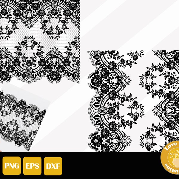 Lace Trim Border Boundary Divider Separator SVG PNG EPS Cut Files for Cricut Silhouette Files, Easy Cut, Instant Download