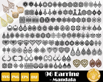 96 Earrings Svg, Earring Template Svg, Glowforge Earrings, Earring Cut Files, Wood Earring Svg, Laser Cut Earring, Instant Download