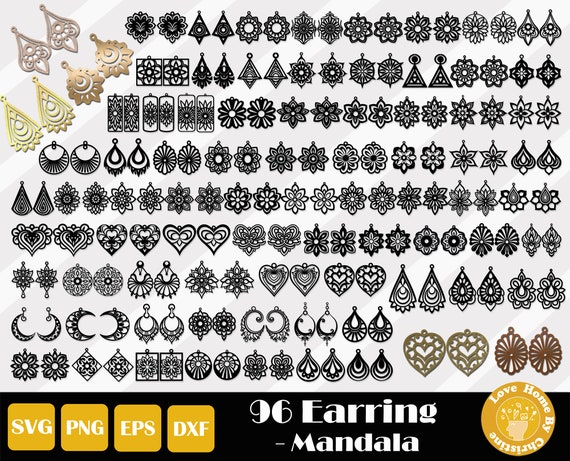 96 Earrings Svg, Earring Template Svg, Glowforge Earrings, Earring Cut Files, Wood Earring Svg, Laser Cut Earring, Instant Download