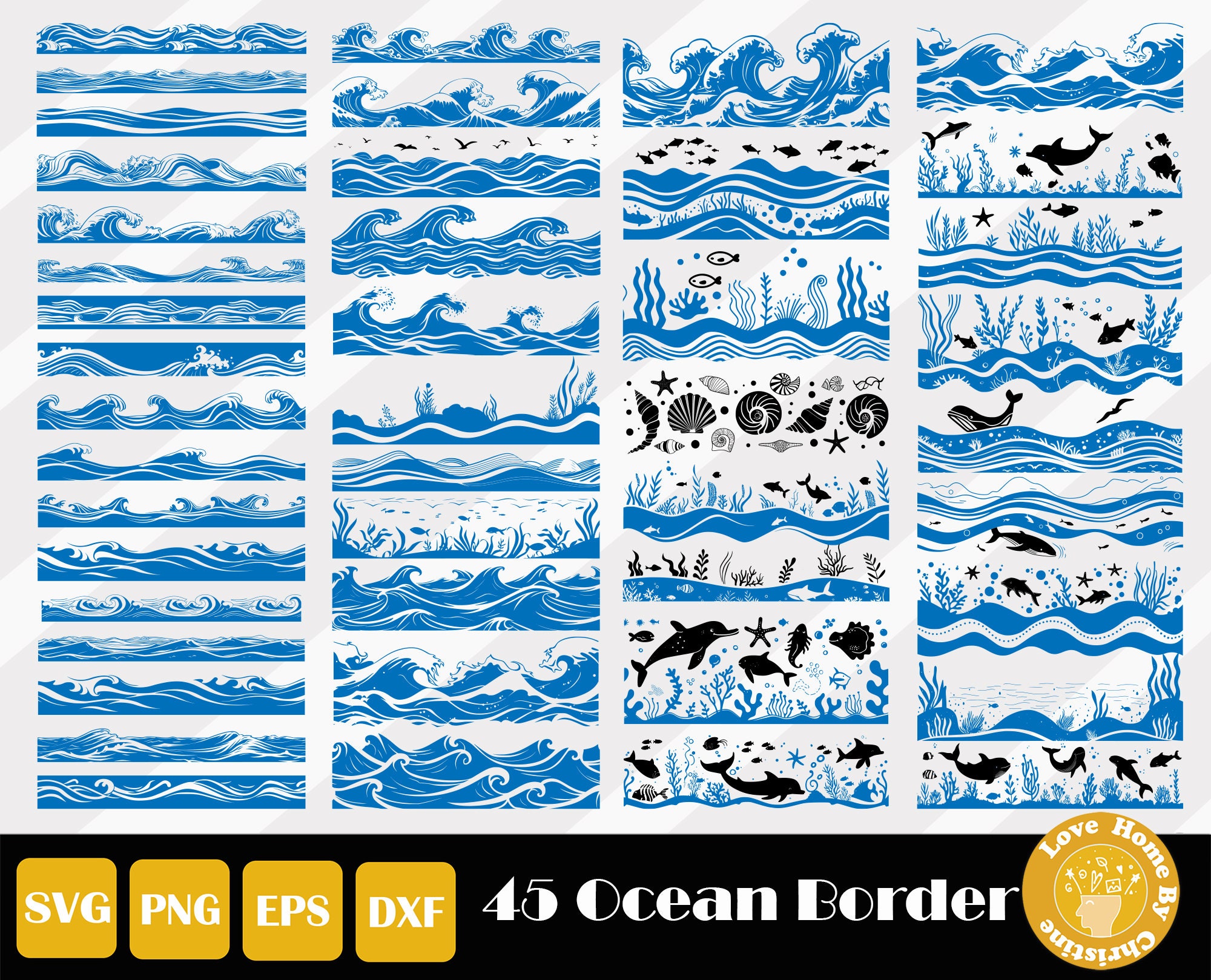 Ocean Border Svg, Ocean Themed Border Svg, Ocean Life Svg