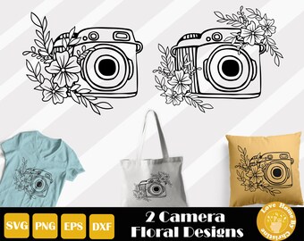 2 Kamera Blumen Svg, Kamera Blumen Svg, Blumen Kamera Svg, Kamera mit Blumen, Kamera Svg, Fotografie Svg, Sofortiger Download