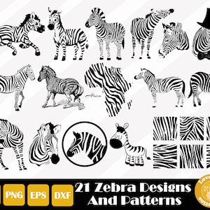 21 Zebra Svg, Zebra Clipart, Africa Svg, Zebra Cut Files for Cricut Silhouette Files, Easy Cut, Instant Download