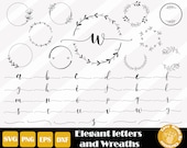 Elegant Fonts SVG, Wedding Fonts SVG, Floral Wreath SVG Files for Cricut Silhouette Files, Easy Cut, Commercial Use, Instant Download