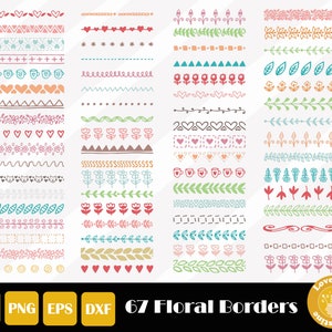 67 Floral Leafy Geometric Border Divider Separator SVG, SVG Files for Cricut Silhouette Files, Easy Cut, Instant Download