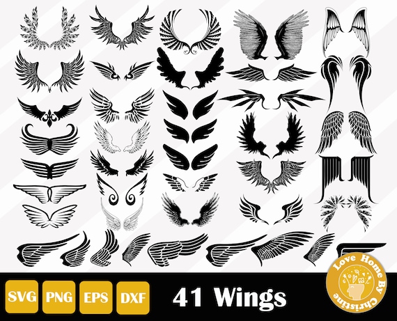 Download 41 Wings Svg Angel Wings Svg Cut File Cricut Silhouette Etsy