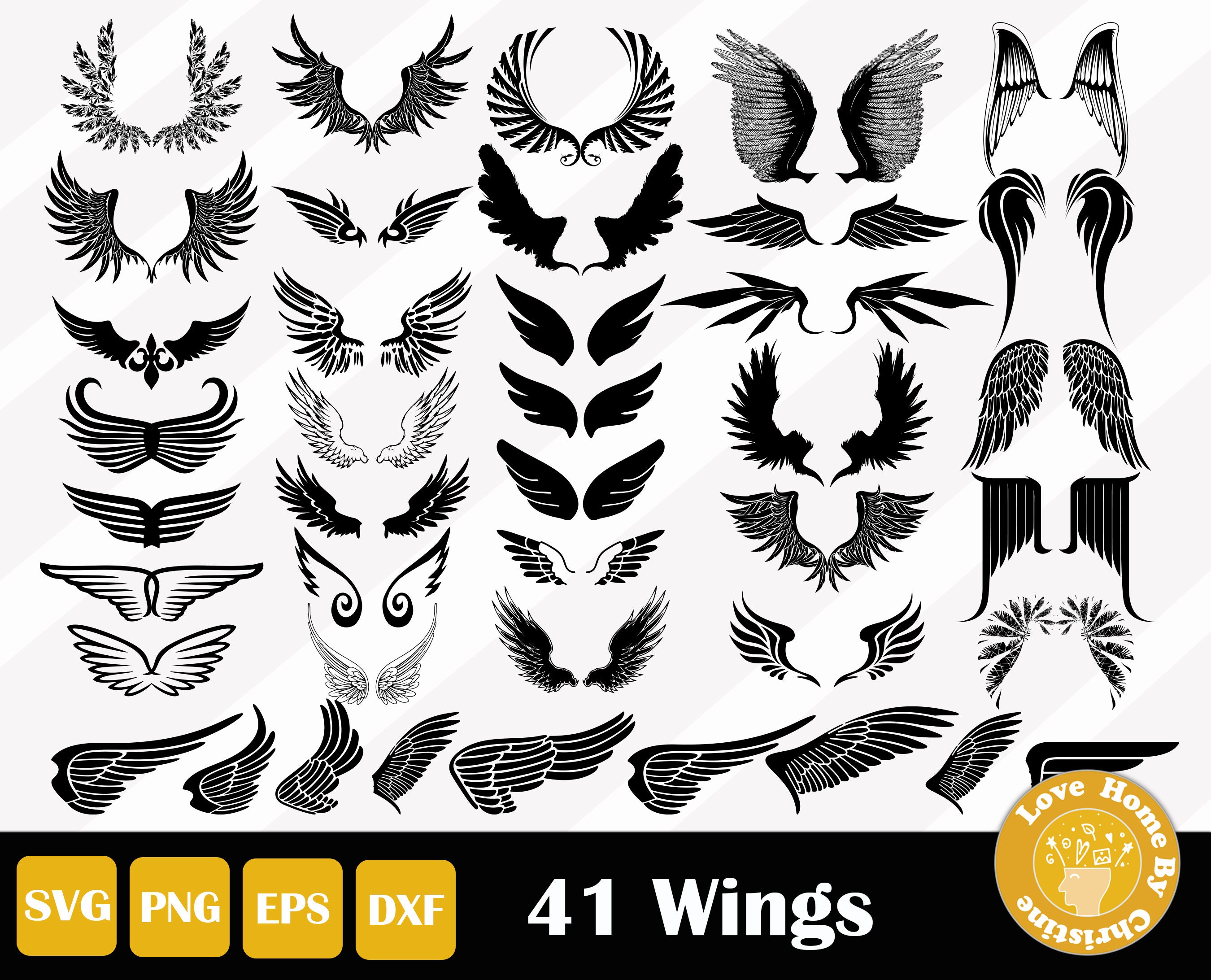 Download 41 Wings Svg Angel Wings Svg Cut File Cricut Silhouette Etsy