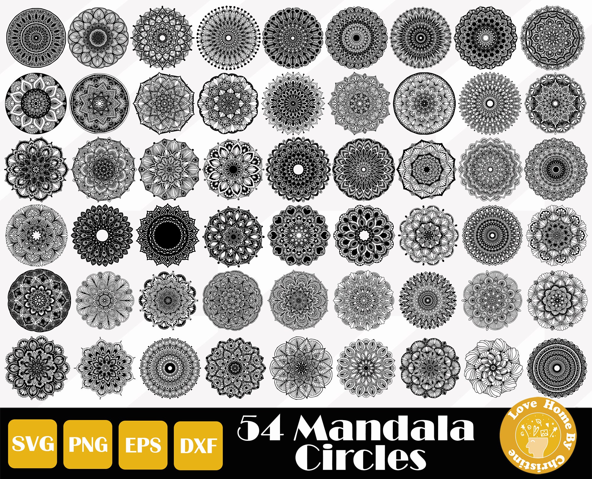 Download 54 Mandala Svg Mandala Flower Svg Laser Engraving Paper Cut Etsy