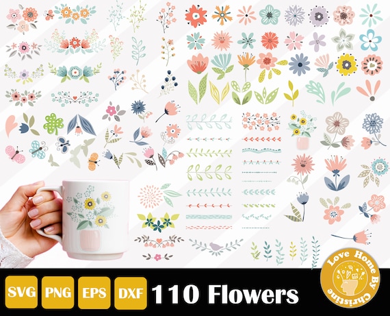 Download 110 Flowers Blossom Vines Butterfly Bundle Svg Png Eps Files Etsy