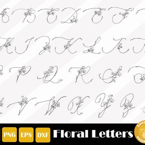 letra floral svg, alfabeto svg, alfabeto floral, fuente floral svg, alfabeto botánico, letra botánica svg, descarga instantánea