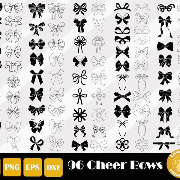 96 Cheer Bow Svg, Bow Svg, Cheer Svg, Bow Tie Svg, Bow Clipart, Bow Cut File, Hair Bow Svg, Bow Svg Bundle, Minnie Bow Svg, Instant Download
