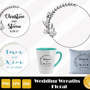 Wedding Wreath Svg, Floral Wreath Svg, Flower Wreath Svg, Floral Circle Svg,  Wreath Cut File For Cricut Silhouette, Instant Download