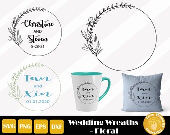 Wedding Wreath Svg, Floral Wreath Svg, Flower Wreath Svg, Floral Circle Svg,  Wreath Cut File For Cricut Silhouette, Instant Download