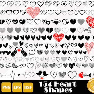 154 Heart shape SVG, Hand Drawn Heart SVG, Valentine Svg, Love Cut Files for Cricut Silhouette, Easy Cut, Instant Download