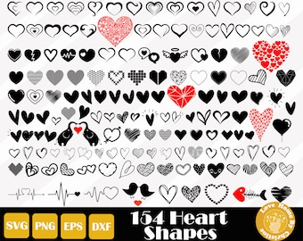 154 Heart shape SVG, Hand Drawn Heart SVG, Valentine Svg, Love Cut Files for Cricut Silhouette, Easy Cut, Instant Download