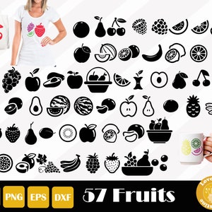 57 Fruits SVG, Watermelon, Pineapple, Apple, Lemon SVG Files for Cricut Silhouette Files, Easy Cut, Instant Download