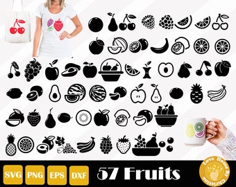 57 Fruits SVG, Watermelon, Pineapple, Apple, Lemon SVG Files for Cricut Silhouette Files, Easy Cut, Instant Download