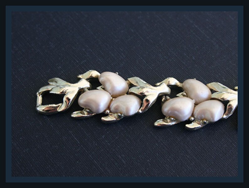 vintage silver-tone and white lucite bracelet signed B.S.K.