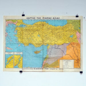 1960er Historische Landkarte Türkei Klein Asien Mittelmeer Meer Karte Ägäis Meer Karte Zypern Karte Mesopotamien Karte Pontic griechische Karte Pontus Karte