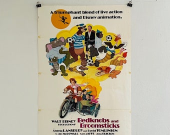Bedknobs and broomsticks large poster original 1970s disney movie vintage poster gift idea