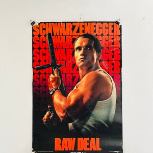 seltenes original 1986 Raw Deal Filmplakat großes Filmplakat original 1986 Arnold Schwarzenegger Plakat Vintage Kultfilmplakat