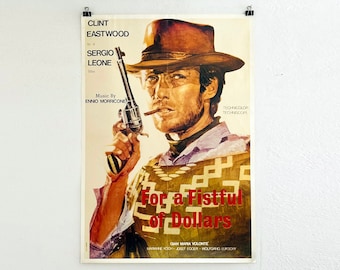 Affiche de film « Une poignée de dollars » : Clint Eastwood, Sergio Leone (réédition de 1984)