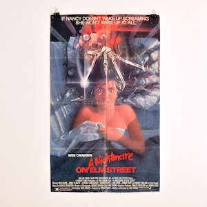 seltenes original 1984 A Nightmare on Elm Street Filmplakat großes Filmplakat original 1984 Wes Craven Johnny Depp Freddy Krueger