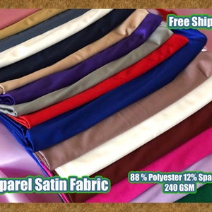 Apparel Satin Fabric-Solid Colors Collection-Sold by the Yard