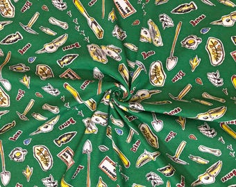 Green Dinosaur Fossil Dig 100% Cotton Jersey Knit Fabric by the Yard