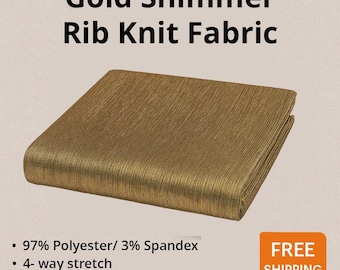 Gold Shimmer Mini-Rib Knit Fabric by the Yard