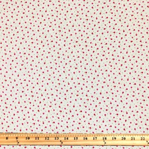 Rayon Crinkle Printed Fabric|White Red Mini Flowers |RCKPR02|Sold by the Yard