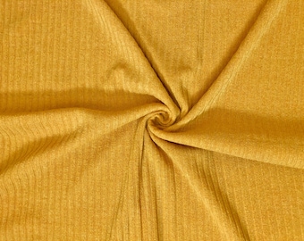 Mustard Solid Color Hacci Rib Knit Fabric by The Yard