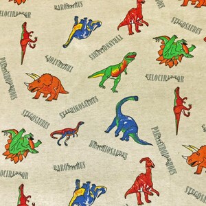 100% Cotton Print Fabric| Vanilla Red Oranges Dinosaurs |CTJPR04 |Jersey Fabric| Sold by the Yard
