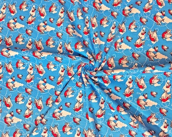 Blue/Red Airplane Flight 100% Cotton Jersey Knit Fabric by the Yard