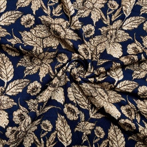 Patchwork Stoff-Navy Blau Braun Winter Blumen-LVPR259-Großverkauf-Bekleidungsstoff