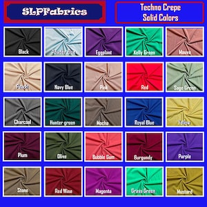 Techno Crepe Fabric| Solid Colors Collection| Sold by the Yard |Double Knit Fabric