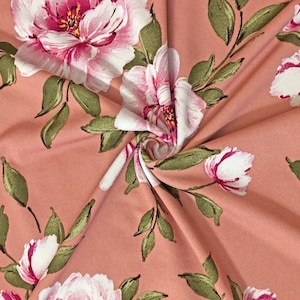 Techno Crepe Print Fabric-Mauve Purple White Flowers-TCRP017-Sold by the Yard