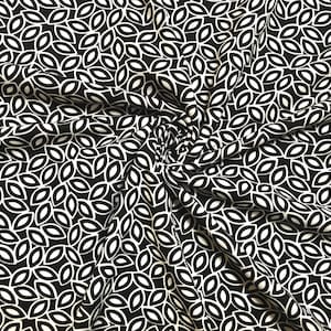 DTY Brushed Fabric-Black and White Floral Pattern-DTYBPR292-Sold by the Yard-Jersey Fabric