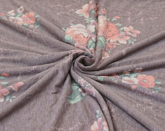 Poly/Rayon/Spandex Blend Fabric - Faded Maroon Roses – 58″ Wide – By the Yard