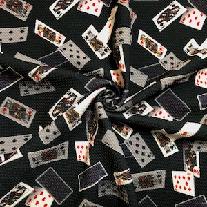 Bullet Printed Fabric-Black White Red Poker Cards-BPR252-Sold by the Yard