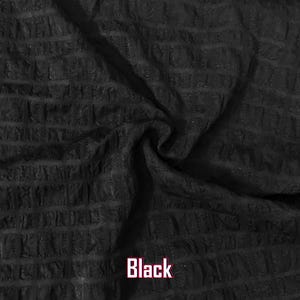 Crinkle Polyester Fabric-Black Solid Color-CKSD002-Sold by the Yard